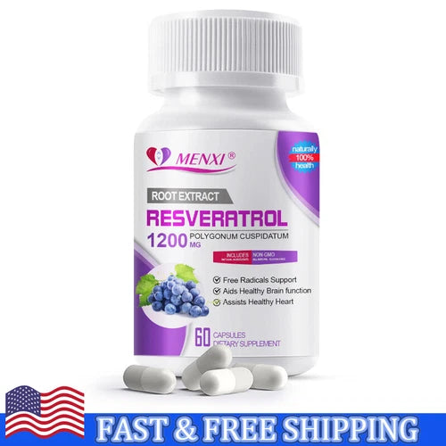 Resveratrol Extract Capsules 1200 MG Natural Supplement Anti Aging Antioxidant