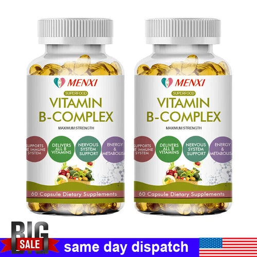 Vitamin B complex, B1,B2,B3,B5,B6,7,B9,B12, Immune Support 2 X 60 Capsules