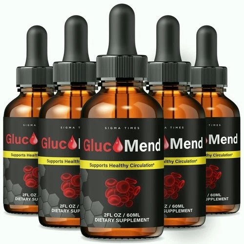 (5 Pack) GlucoMend Blood Support - Gluco Mend Liquid Drops For Circulation - Wholesale Rabbits