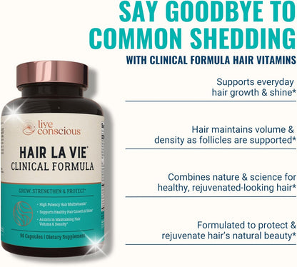 Hair La Vie Live Conscious Clinical Formula Hair Growth Vitamins for Women and Men w/Biotin 5000mcg, Collagen & Saw Palmetto (Pack of 1) - Wholesale Rabbits