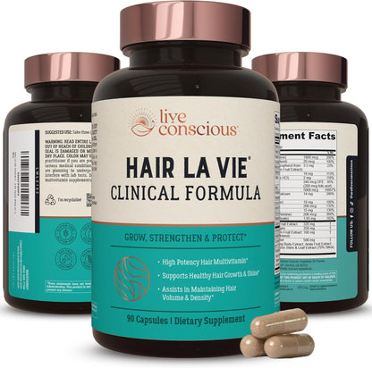 Hair La Vie Live Conscious Clinical Formula Hair Growth Vitamins for Women and Men w/Biotin 5000mcg, Collagen & Saw Palmetto (Pack of 1) - Wholesale Rabbits