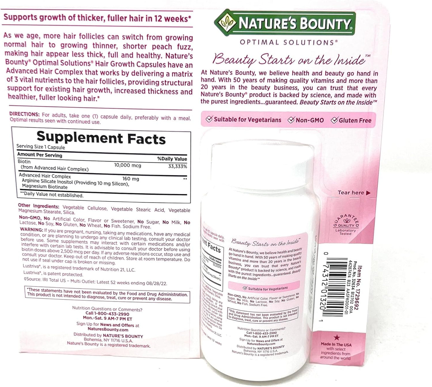 Nature's Bounty Hair Growth Supplement, 1 Per Day, Clinically Shown to Support Thicker, Fuller Hair, with Biotin, Silicon & Arginine, 90 Capsules - Wholesale Rabbits