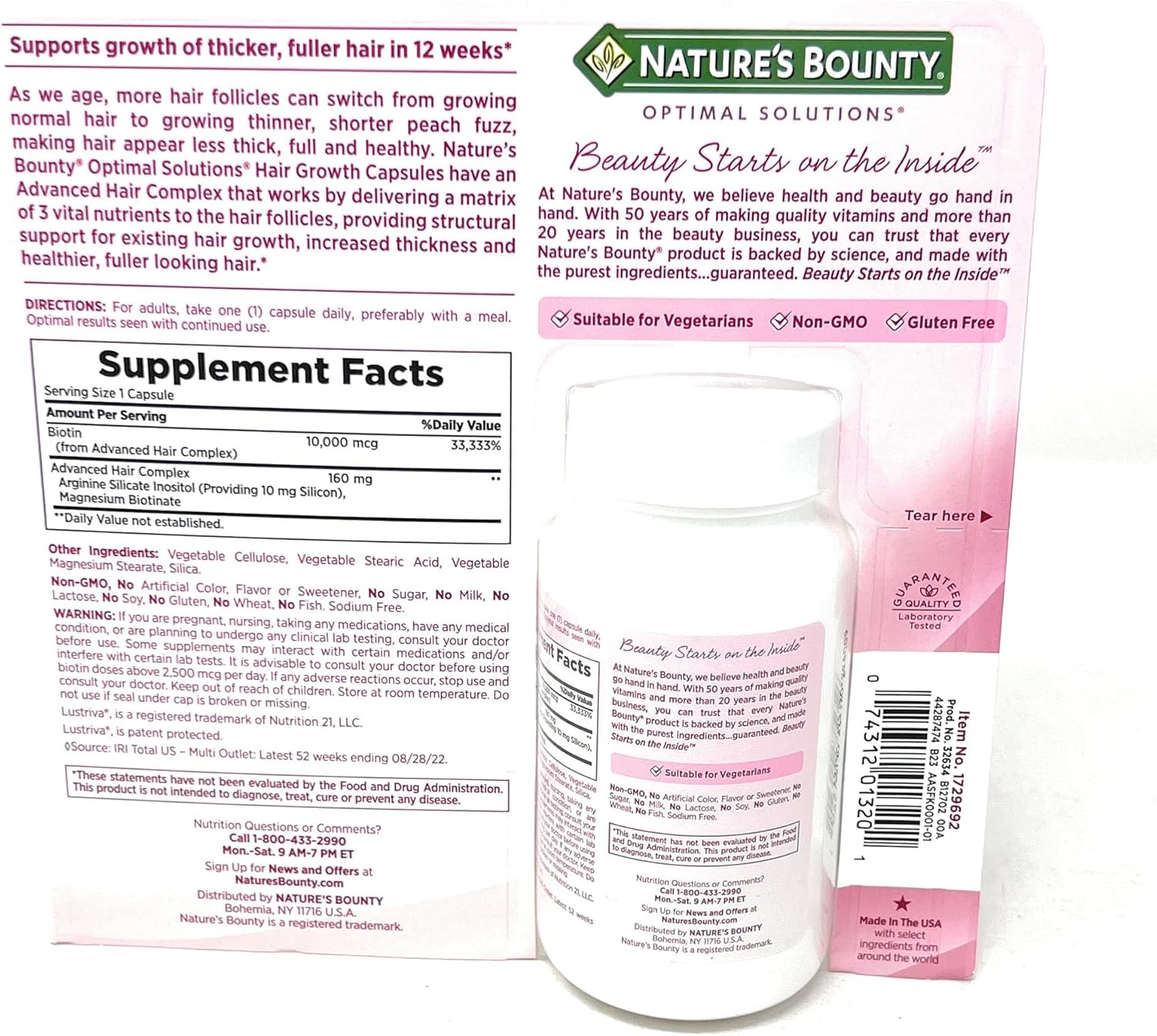 Nature's Bounty Hair Growth Supplement, 1 Per Day, Clinically Shown to Support Thicker, Fuller Hair, with Biotin, Silicon & Arginine, 90 Capsules - Wholesale Rabbits