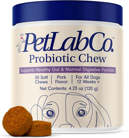 PetLab Co. Probiotics for Dogs, Support Gut Health, Occasional Diarrhea, Digestive Health & Seasonal Allergies - Pork Flavor - 30 Soft Chews - Packaging May Vary - Wholesale Rabbits