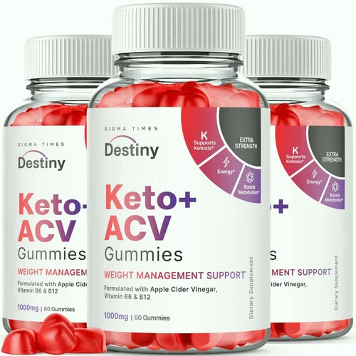 (3 Pack) Destiny Keto + ACV Weight loss Gummies to Burn Fat for Energy
