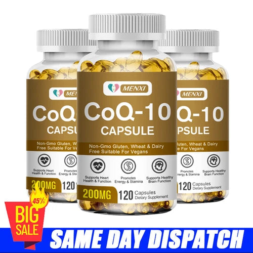 CoQ10 200mg, 3 X 120 Capsules, Non-GMO (Coenzyme Q10) Increase Energy & Stamina