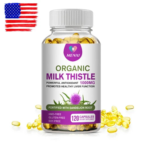 Milk Thistle Liver Cleanse Detox Herbal Liver Support Supplement 120 Capsules