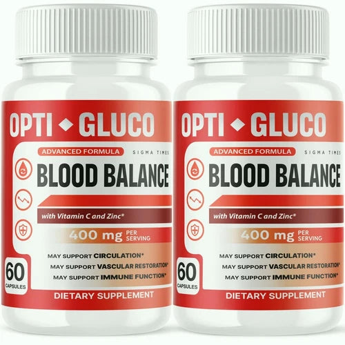 (2 Pack) Opti Gluco Supplement to Support Blood Sugar & Blood Pressure Naturally
