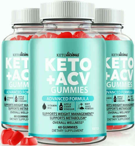 (3 Pack) Ketolicious Keto + ACV Gummies for Weight Loss, Fat Burning & Energy
