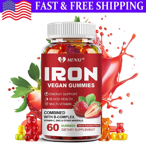 Iron + Vitamin C Gummies - Energy and Immune Support Hemoglobin Production