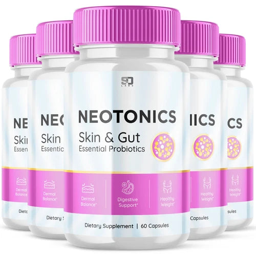 (5 Pack) Neotonics, Neotonics Skin & Gut, Neotonics Probiotics (300 Capsules)