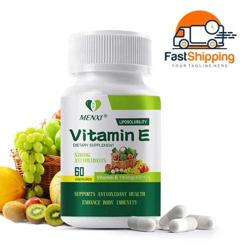 Vitamin E Oil 60 Capsules | Vit E Capsules Vegan for Hair Skin Nail Face Health