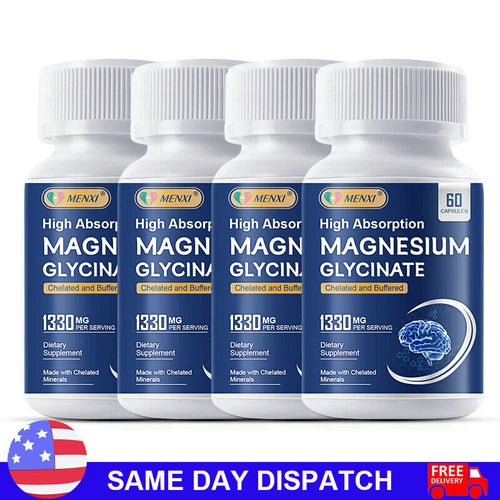 1330mg Magnesium Glycinate High Absorption,Improved Sleep,Stress,Anxiety Relief