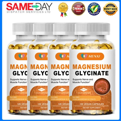Magnesium Glycinate 400 MG Chelated RLS Improved Sleep, Stress & Anxiety Relief