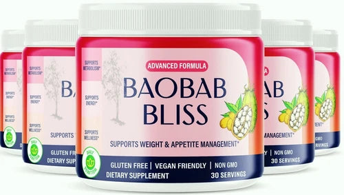 (5 Pack) Baobab Bliss Weight Loss Powder, Baobab Superfruit Fat Burn Drink Mix