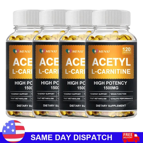 Acetyl L-Carnitine Capsules 1500mg High Potency Brain Energy Support 120 Pills