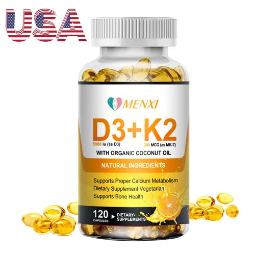 Vitamin K2 (MK7) with D3 5000 IU Supplement, BioPerine Capsules, Immune Health