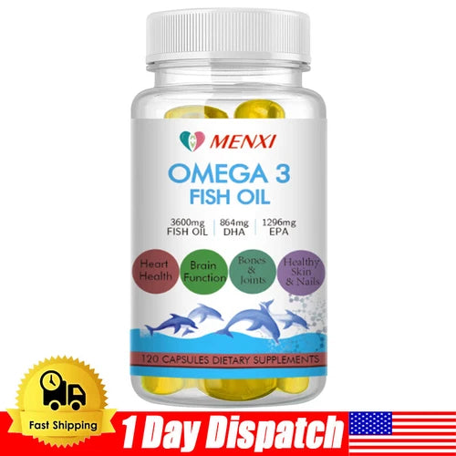 omega 3 fish oil capsules 3x strength 3600mg epa & dha, highest potency 120