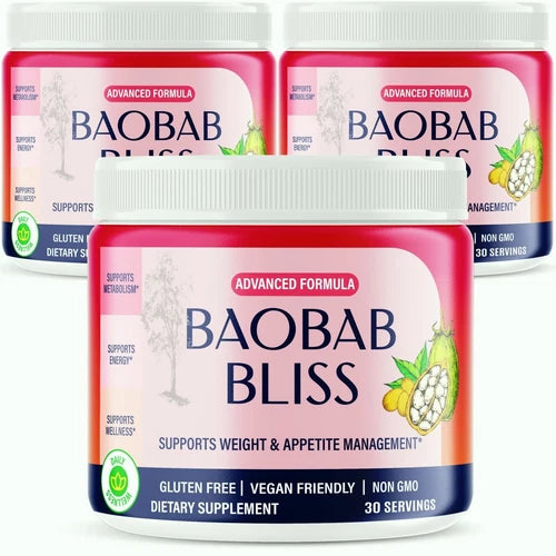 (3 Pack) Baobab Bliss Weight Loss Powder, Baobab Superfruit Fat Burn Drink Mix