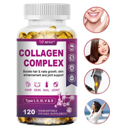 120pcs Multi Collagen Peptides 2000mg -Type I, II, III, V, X-Anti-Aging Collagen