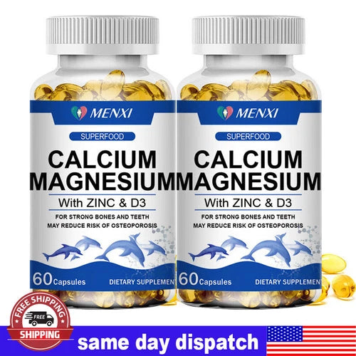 Magnesium Zinc Vitamin D3 Calcium 1000 MG Complex (120 Softgels)-High Absorption