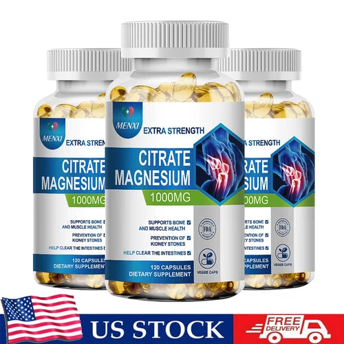 MENXI Magnesium Citrate 1000mg, 360 Capsules - Gluten Free and Non-GMO