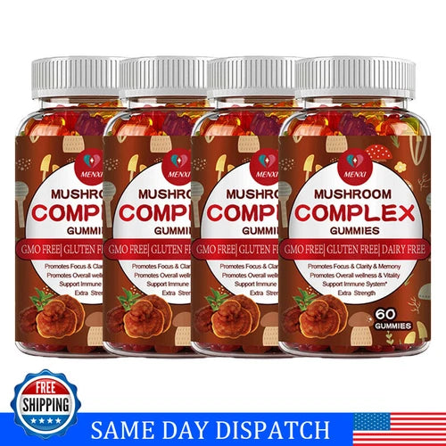 Mushroom Gummies for Adults - 10-in-1 Functional Mushroom Supplement for Mood