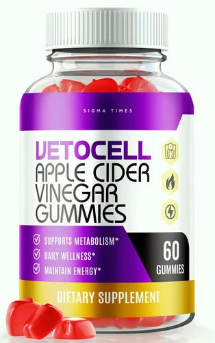 VetoCell Apple Cider Vinegar Gummies for Advanced Weight Loss & Energy 60ct