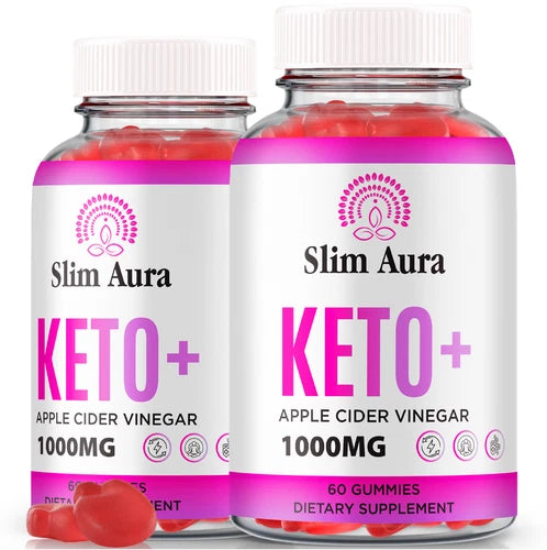 (2 Pack) Slim Aura Keto ACV Gummies, Slim Aura Keto Plus ACV for Weight Loss