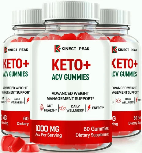(3 Pack) Kinect Peak Keto+ ACV Gummies, Weight Loss Gummy to Burn Fat for Energy