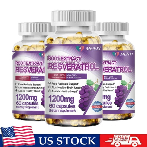 3 Packs Resveratrol 1200mg High Abosorption Natural Anti Aging 3 Months Supply