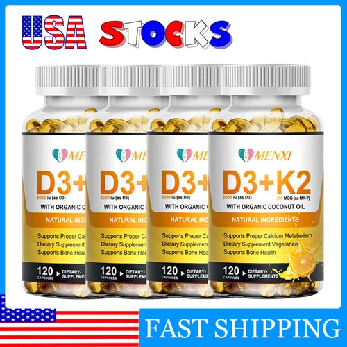 Vitamin D3 5000 IU + K2 MK7 200mcg Softgels Capsules Immune support strong bones