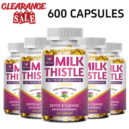 Milk Thistle Liver Cleanse Detox Herbal Liver Support Supplement 600 Capsules