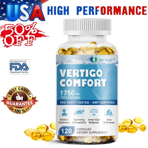 Vertigo Relief 120 Capsules - Dizziness Relief, Drowsy Motion Sickness Relief
